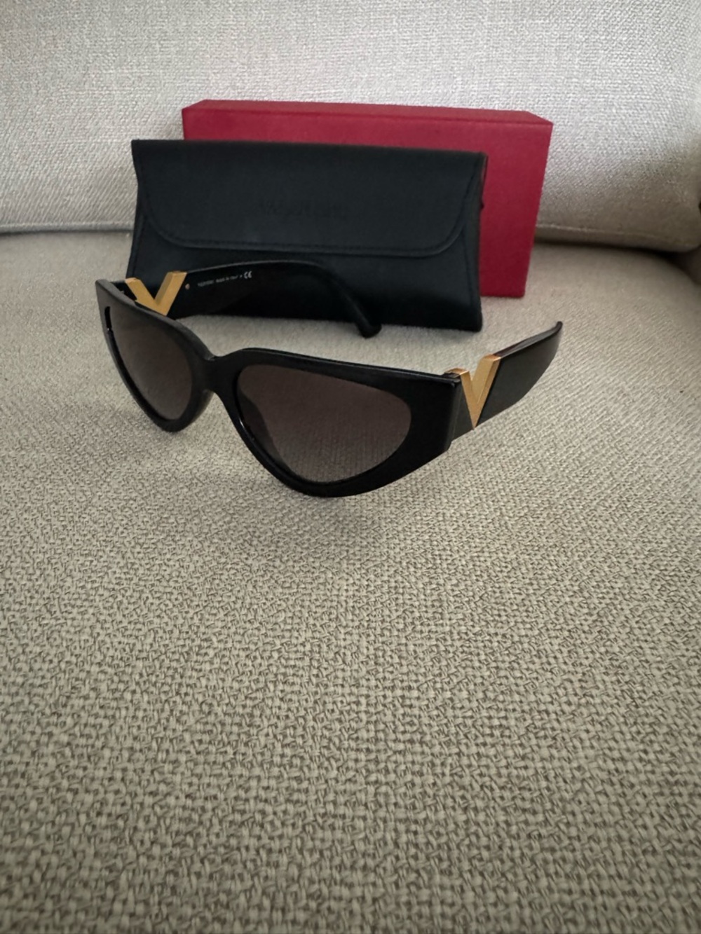 Black Cat-Eye Sunglasses with Gold Accent